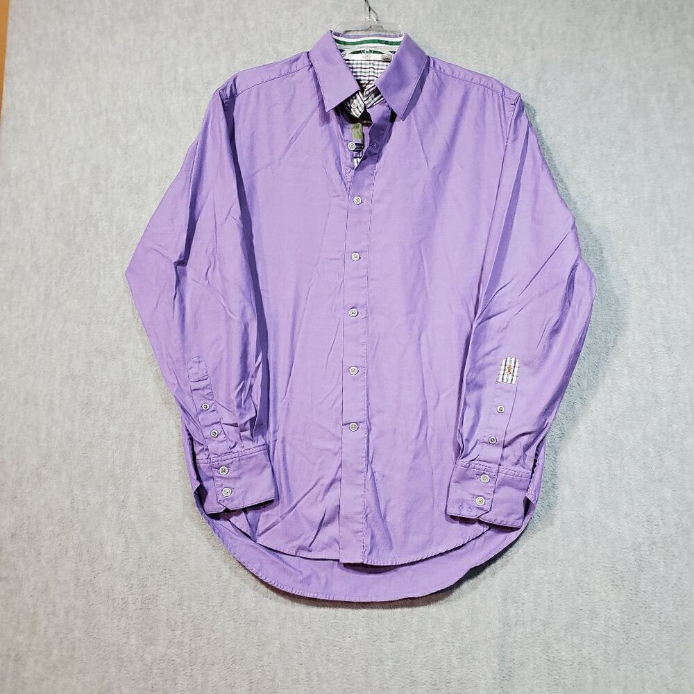 Robert Graham Shirt Mens Medium Purple Nicholson Classic Flip Cuff BOP Button Up